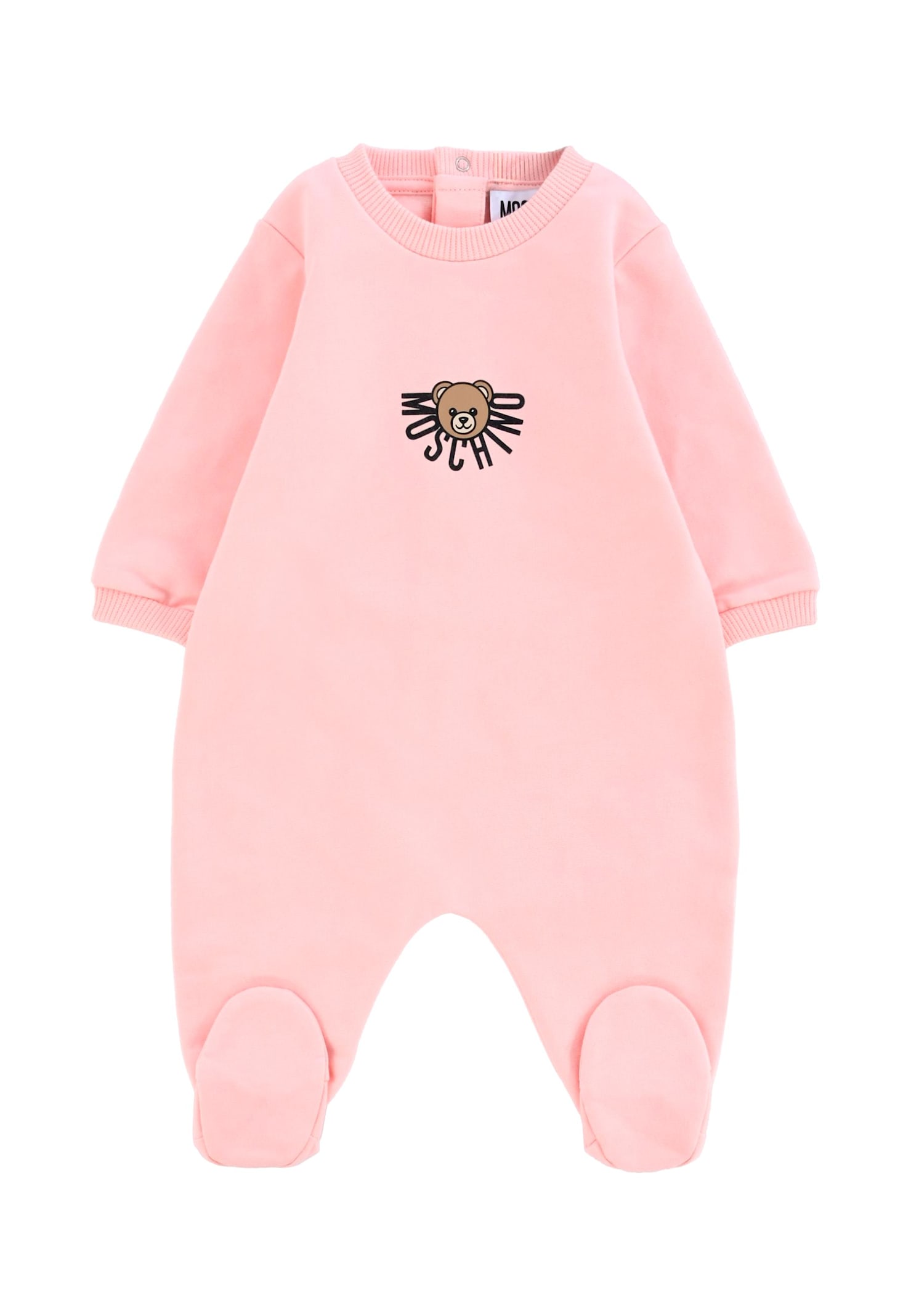 Moschino Pink Babygrow For Baby Girl With Teddy Bear In Pink