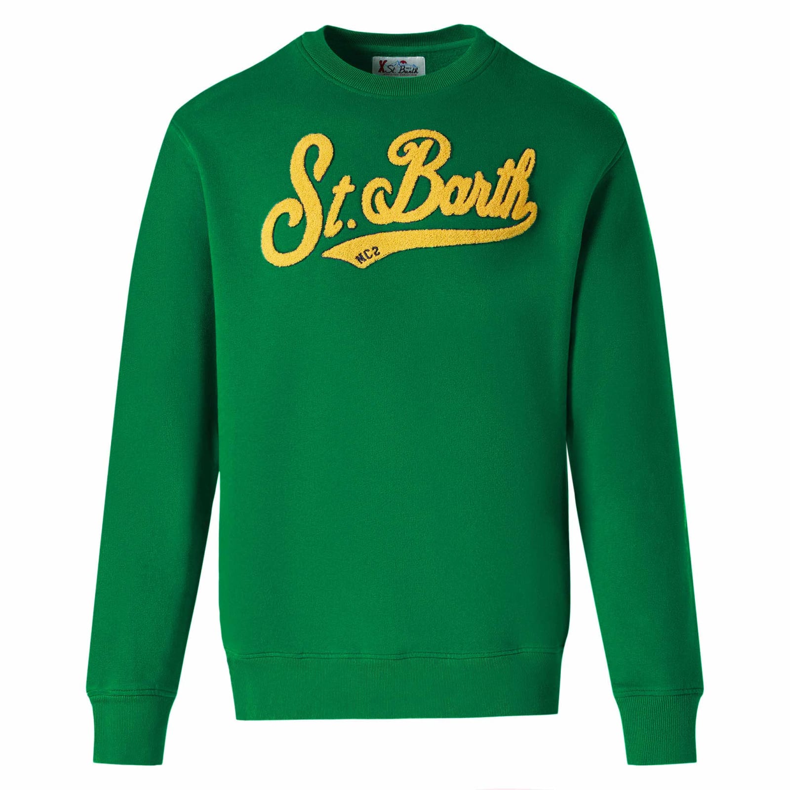 Shop Mc2 Saint Barth Man Crewneck Sweatshirt With Terry Logo In Green