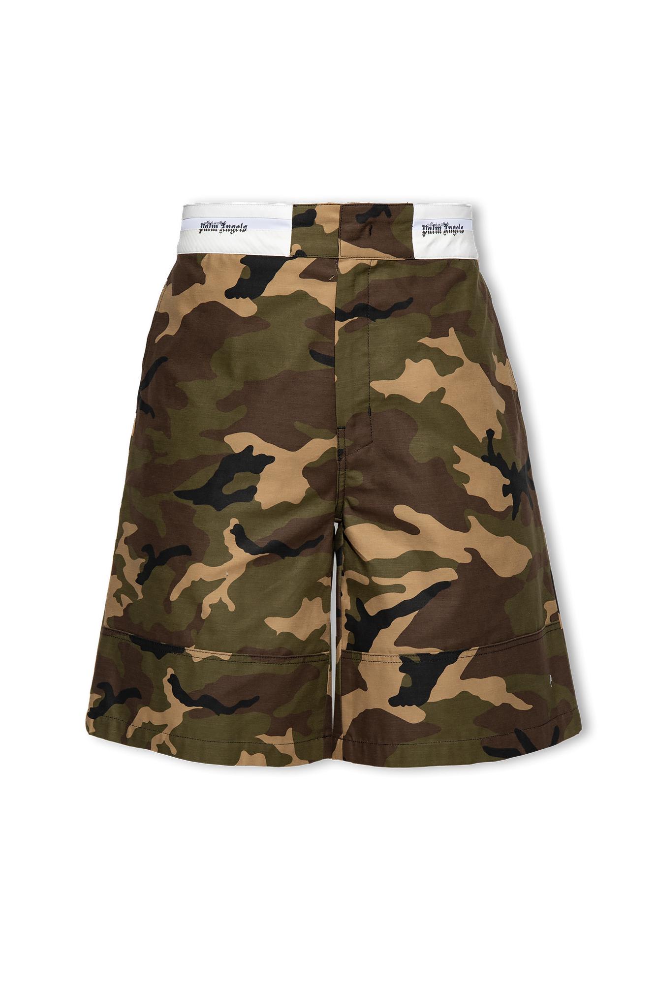 Shop Palm Angels Camo Shorts In Green