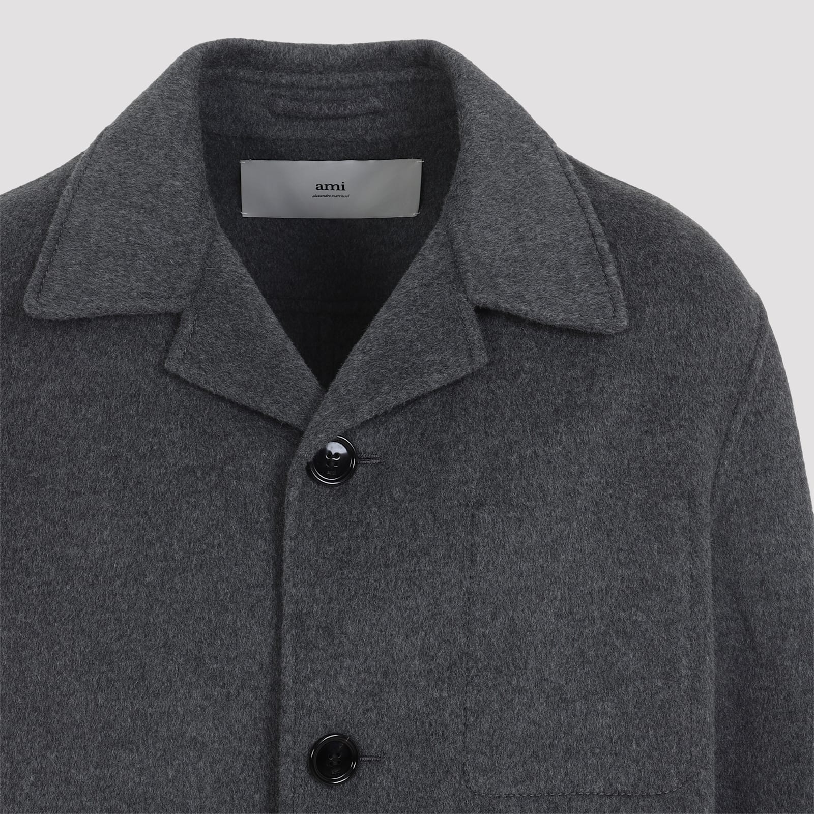 Ami Alexandre Mattiussi Single-breasted Wool Knee-length Coat In Gray