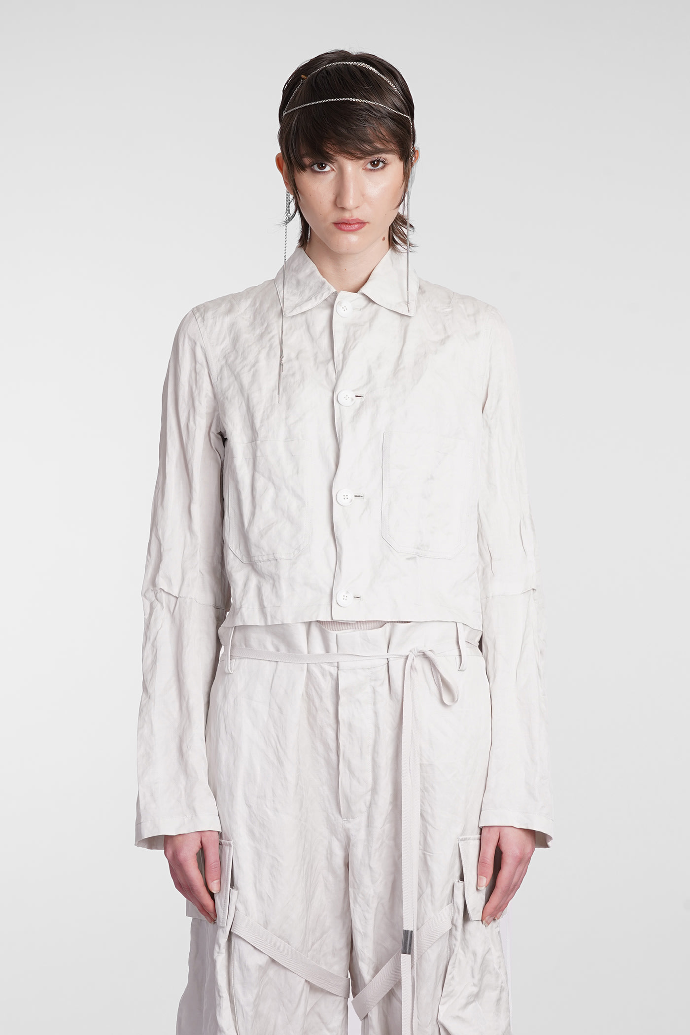 Shop Ann Demeulemeester Casual Jacket In Beige Cotton