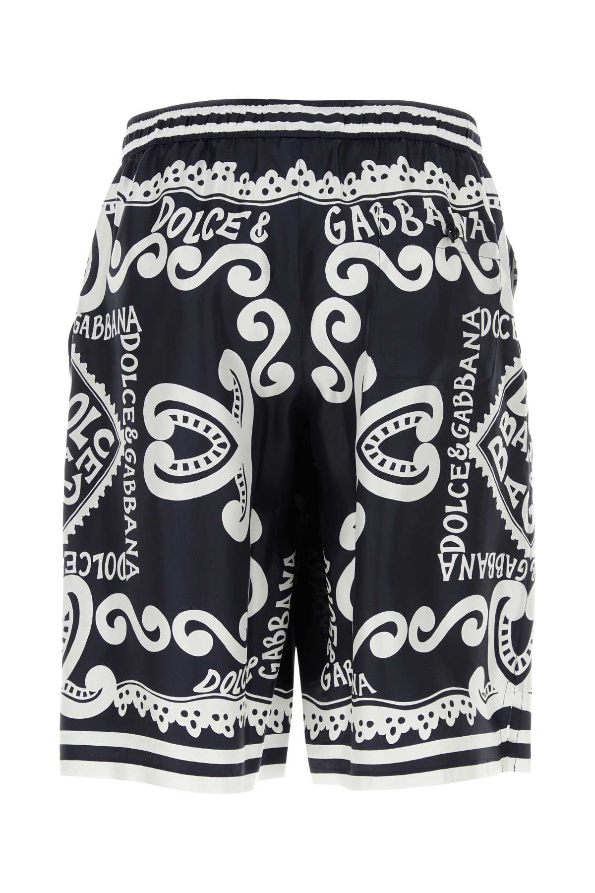 Shop Dolce & Gabbana Printed Twill Bermuda Shorts In Dgmarinafblu
