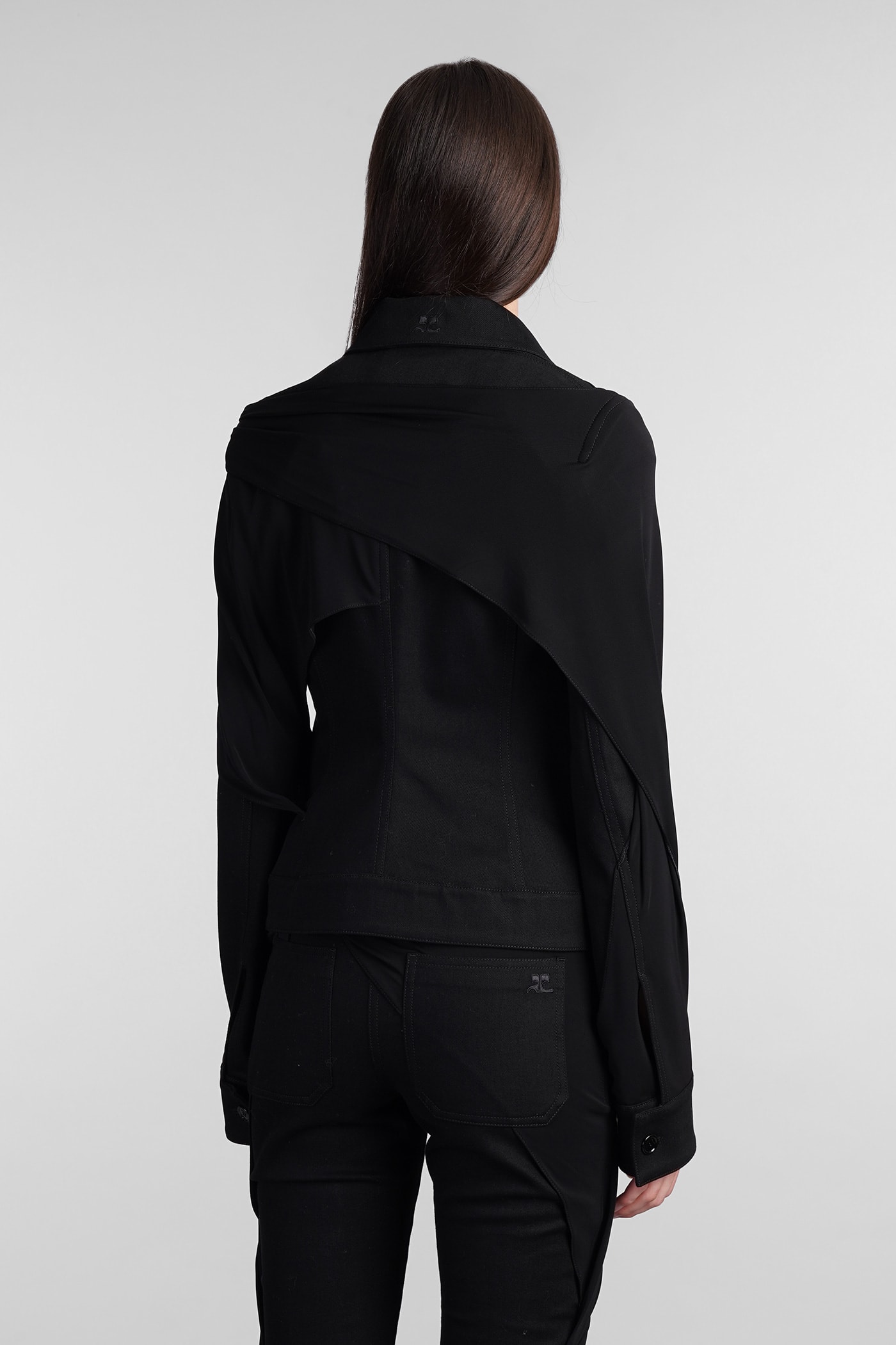 COURRÈGES CASUAL JACKET IN BLACK COTTON 