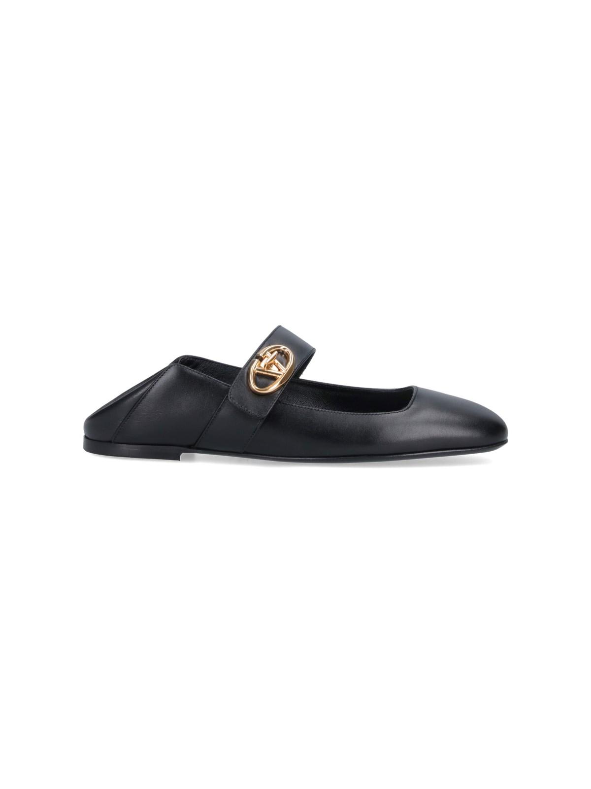 Shop Valentino Mary-jane Vlogo Locker Ballet Flats In Black