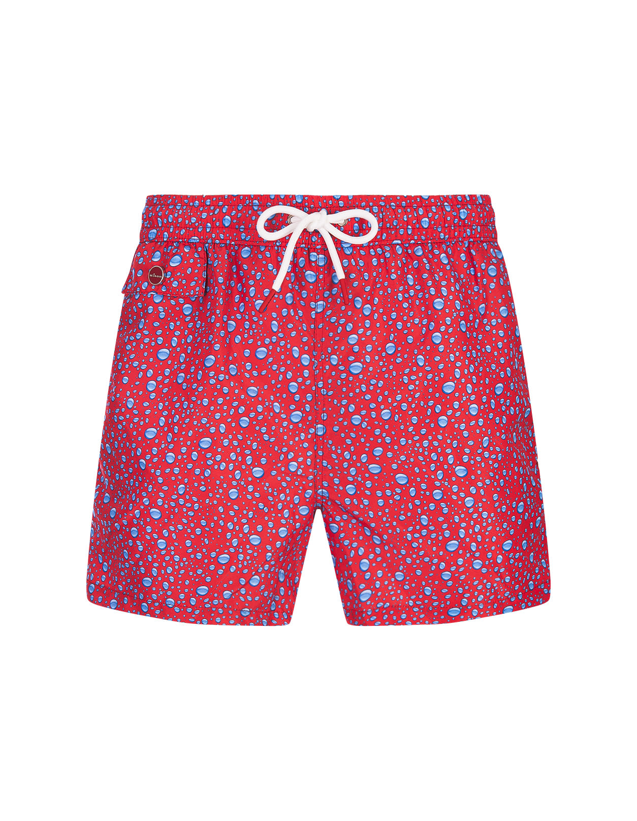 Kiton Red Swim Shorts With Water Drops Pattern