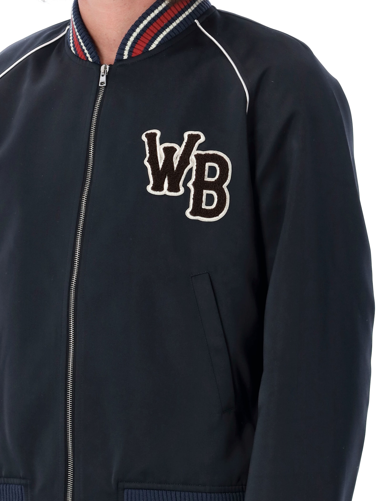 Shop Wales Bonner Marvel Varsity Jacket In Navy