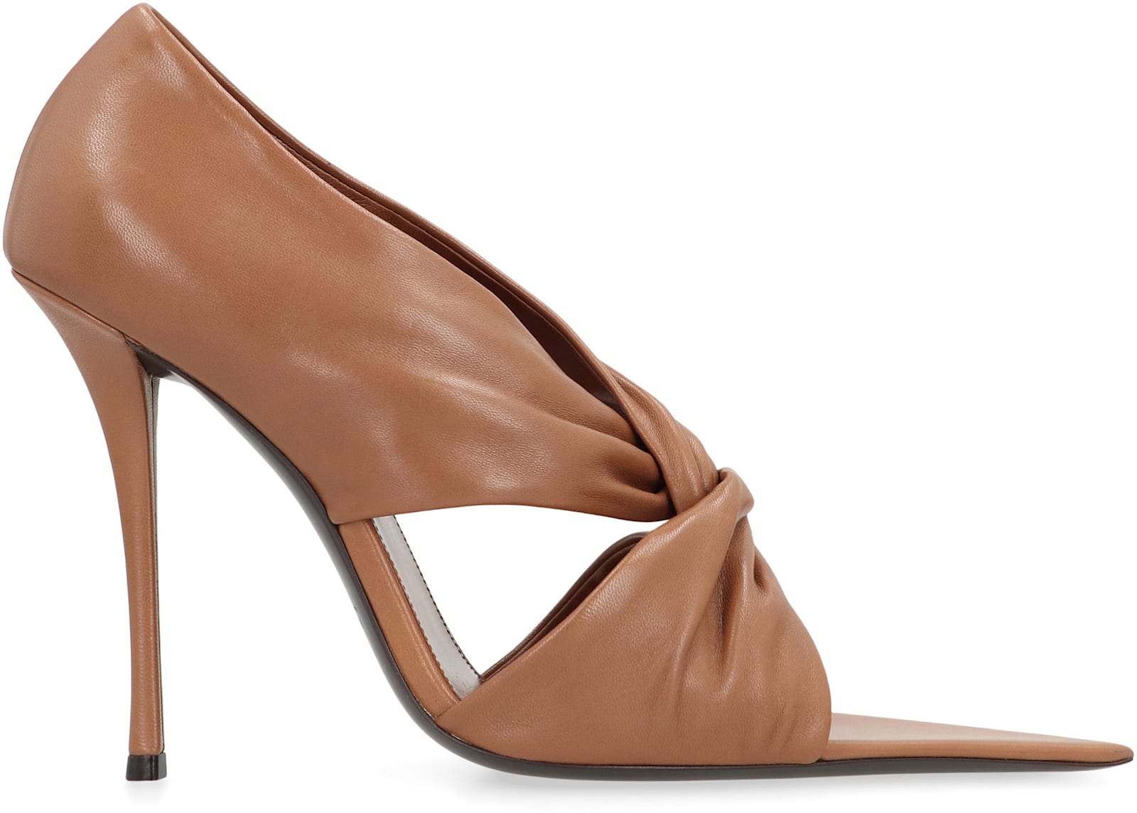 Saint Laurent Leather Pumps With Cut-out And Knot Detail In Brown