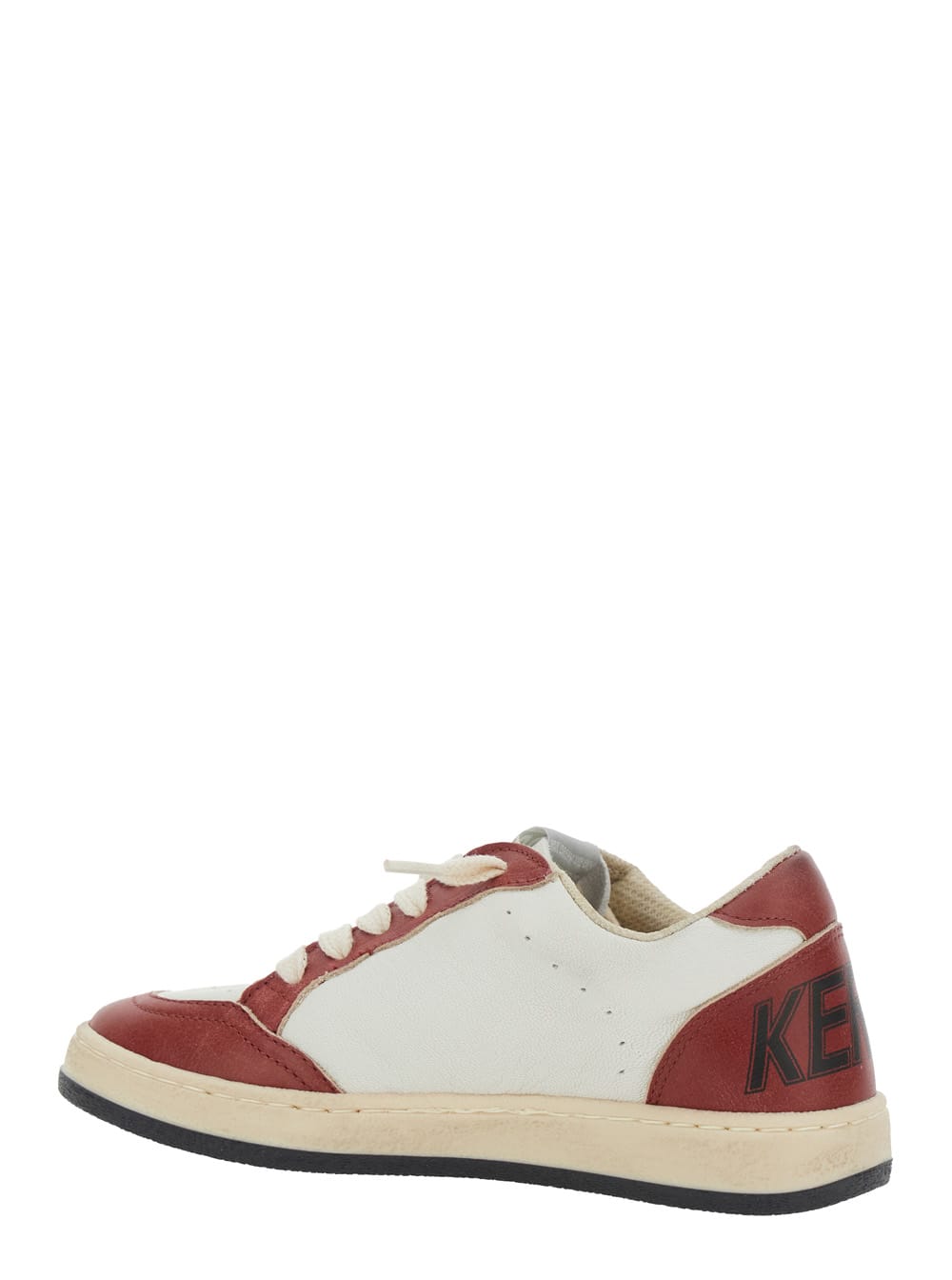 Shop Golden Goose Ballstar Red Sneakers With Star Patch On The Side And Logo Lettering On The Side In Leather Boy