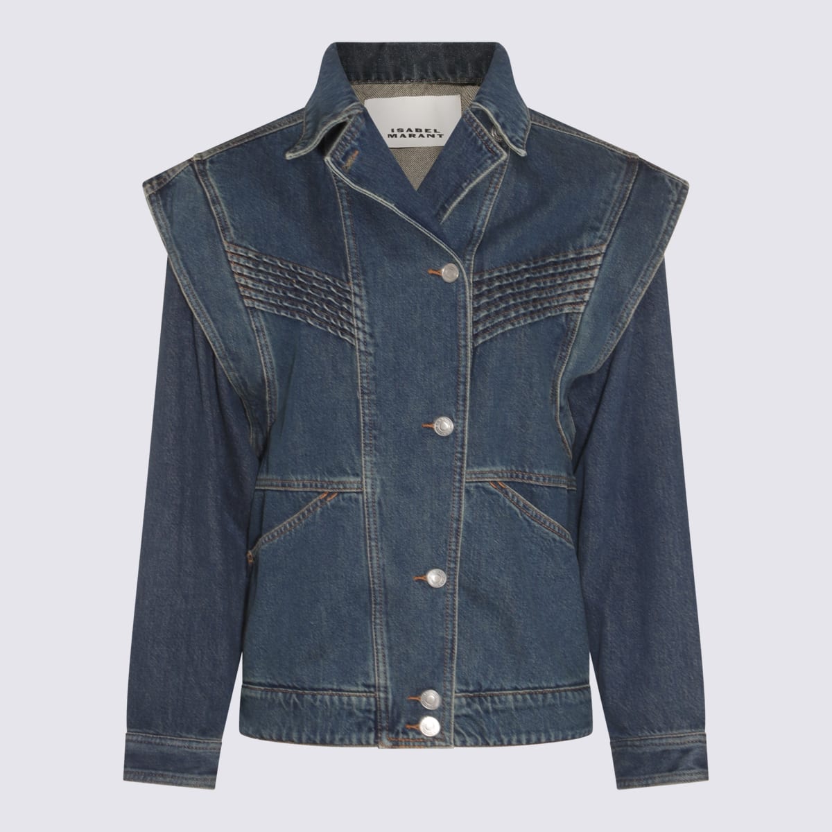 Shop Isabel Marant Blue Cotton Denim Jacket In Faded Blue