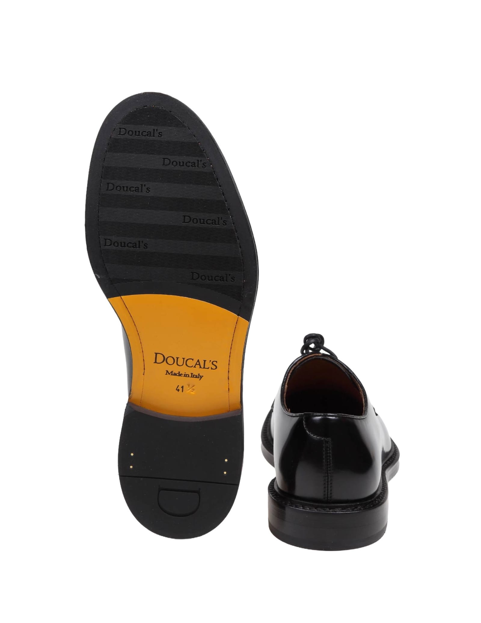 Shop Doucal's Black Leather Derby Shoe