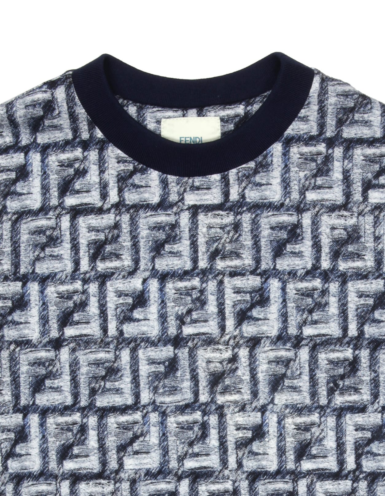 Shop Fendi Blue Monogram Motif T-shirt