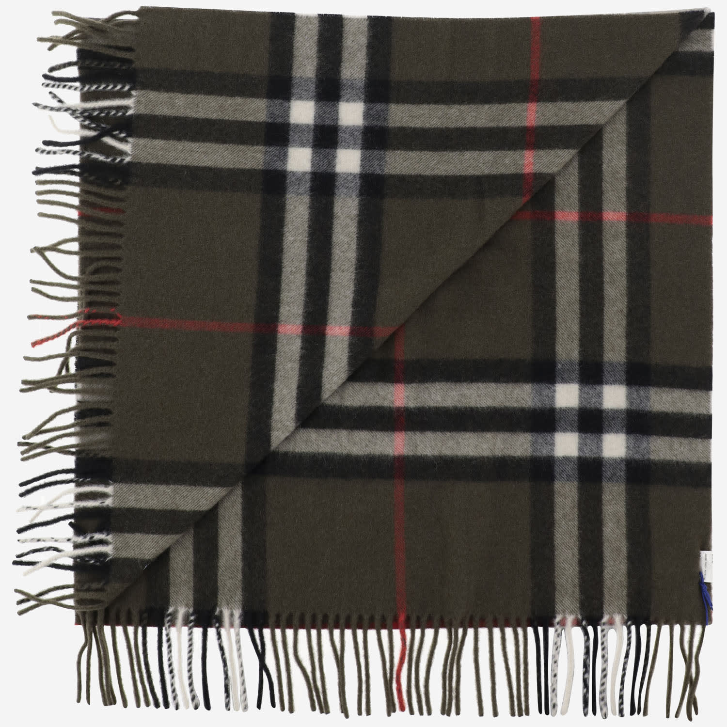 Shop Burberry Cashmere Scarf With Check Pattern In Red