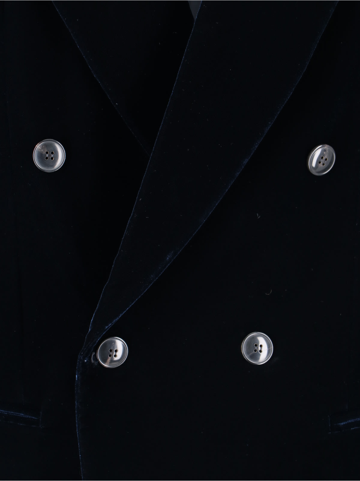 Shop Giorgio Armani Double-breasted Velvet Blazer In Blue