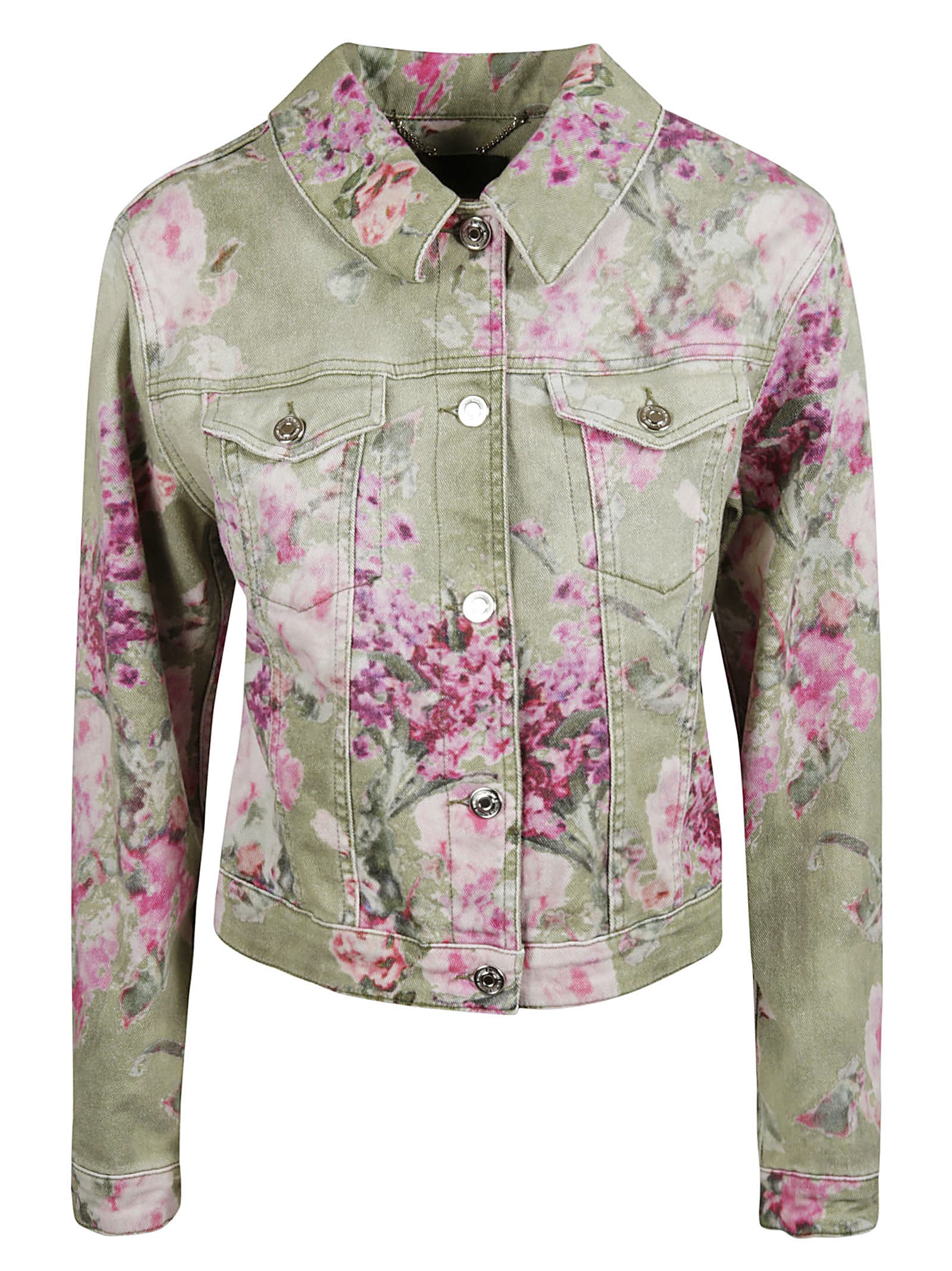 Blumarine Floral Print Denim Jacket