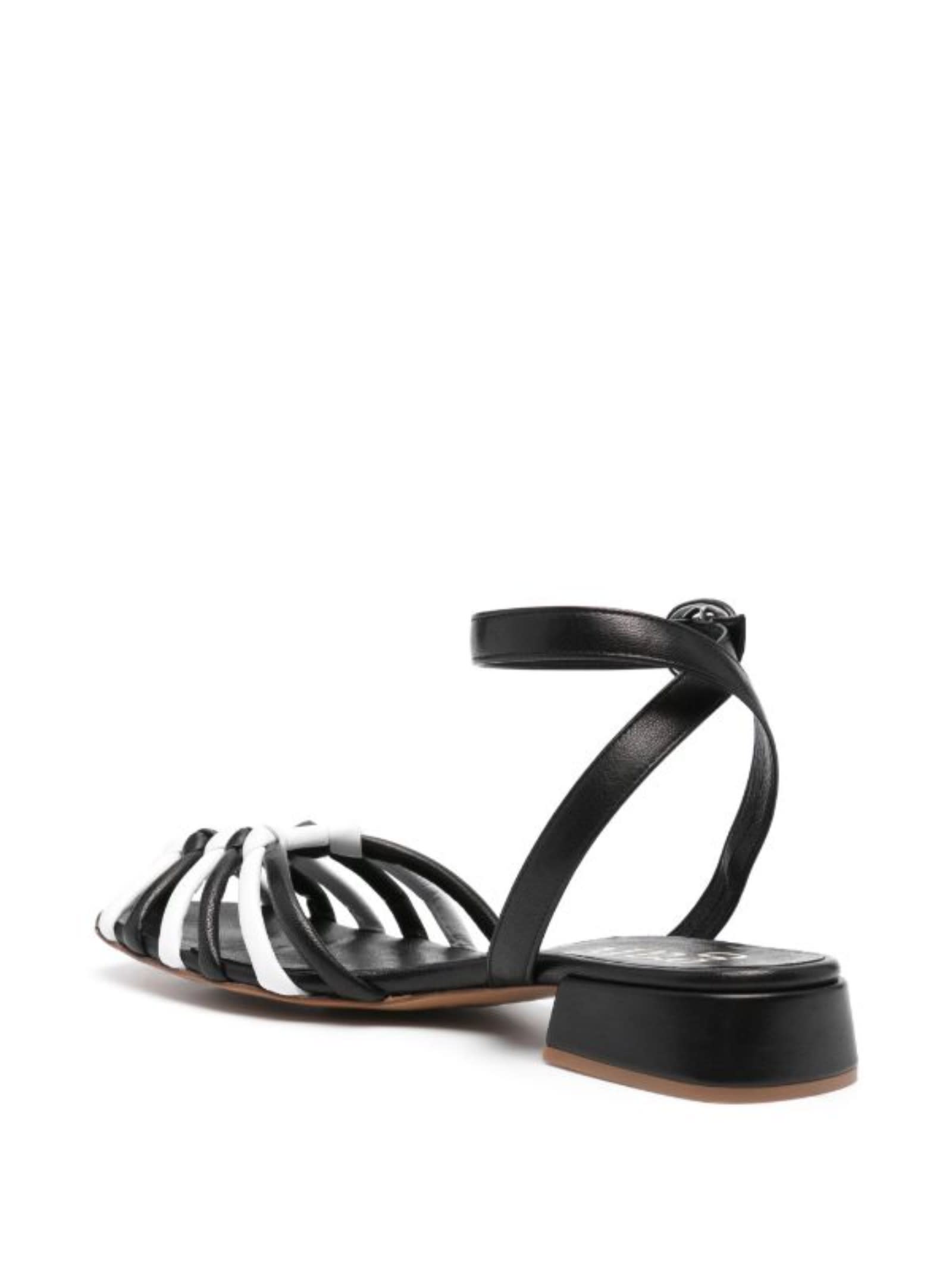 Shop Pedro Garcia Black And White Leather Sandals