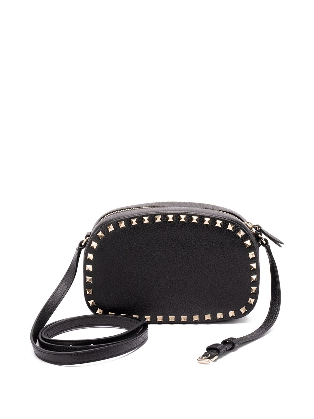 Valentino Borsa A Tracolla Rockstud In Pelle Nera Donna In Black