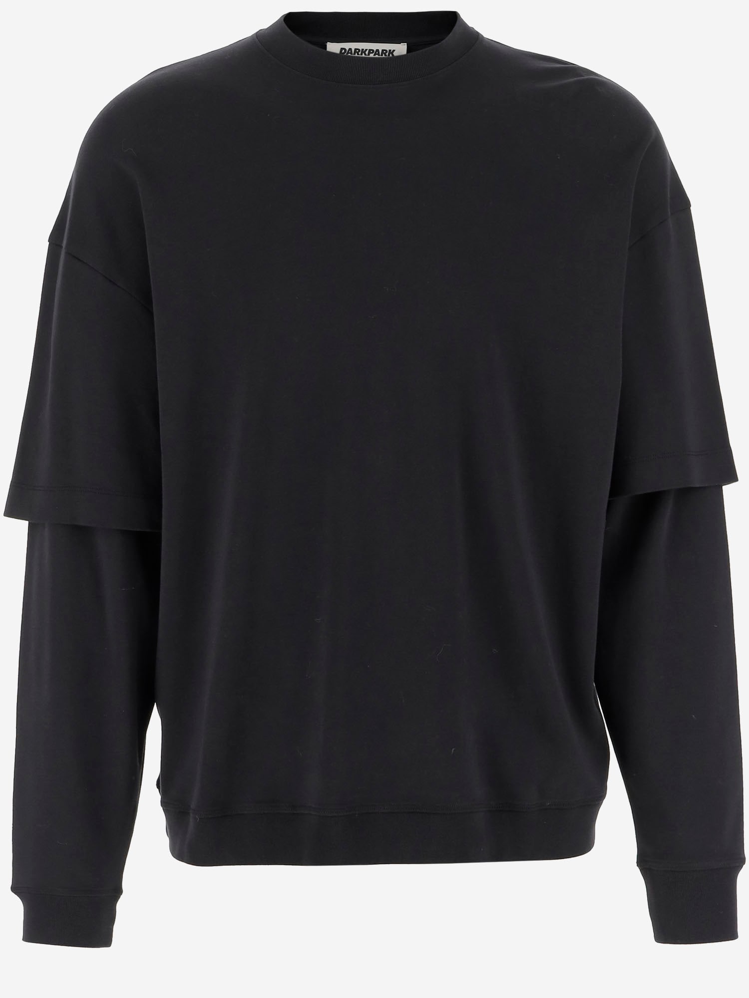 Darkpark Oversized Layered Long Sleeve Crew Top In Black