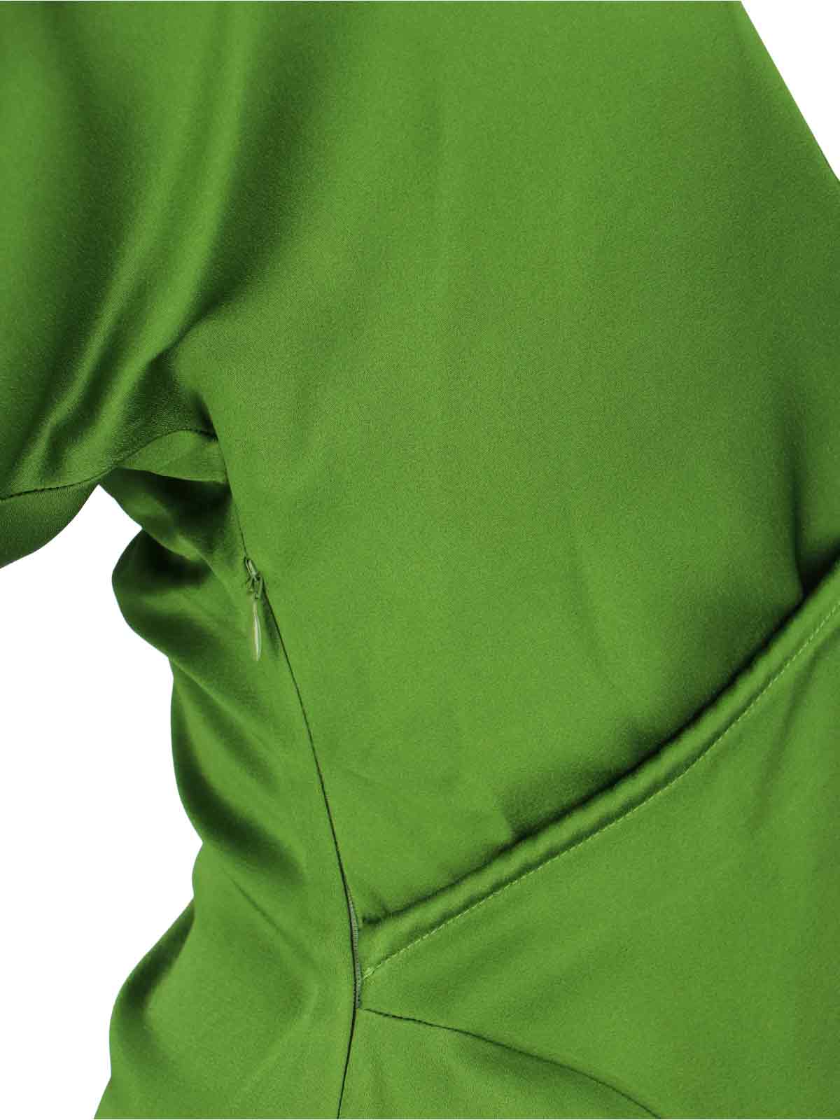 Victoria Beckham Asymmetric Ruched Midi Dress In Green