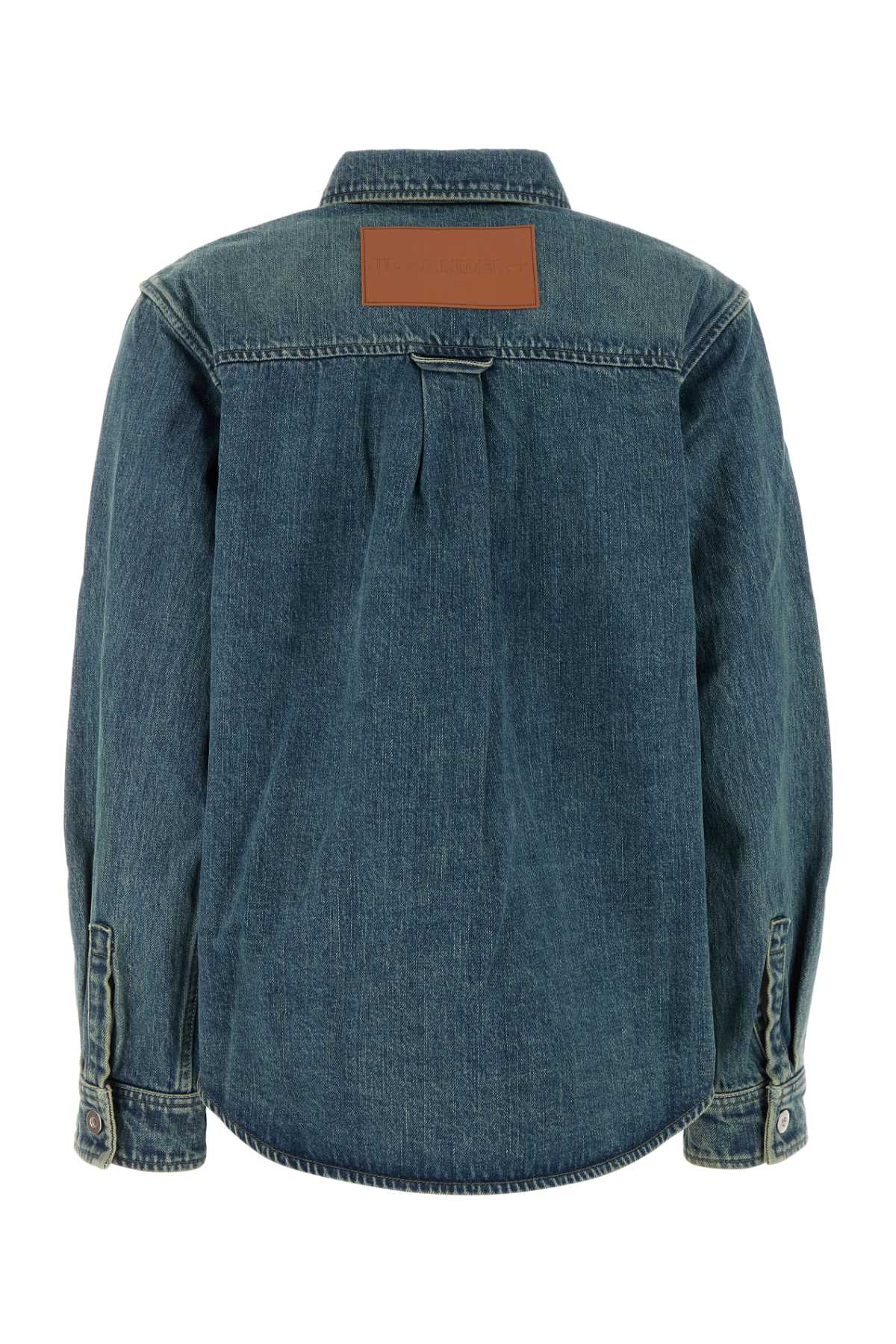 Jil Sander Women Blue Shirt With Classic Collar And Logo Patch On The Rear In Denim Woman In Blue