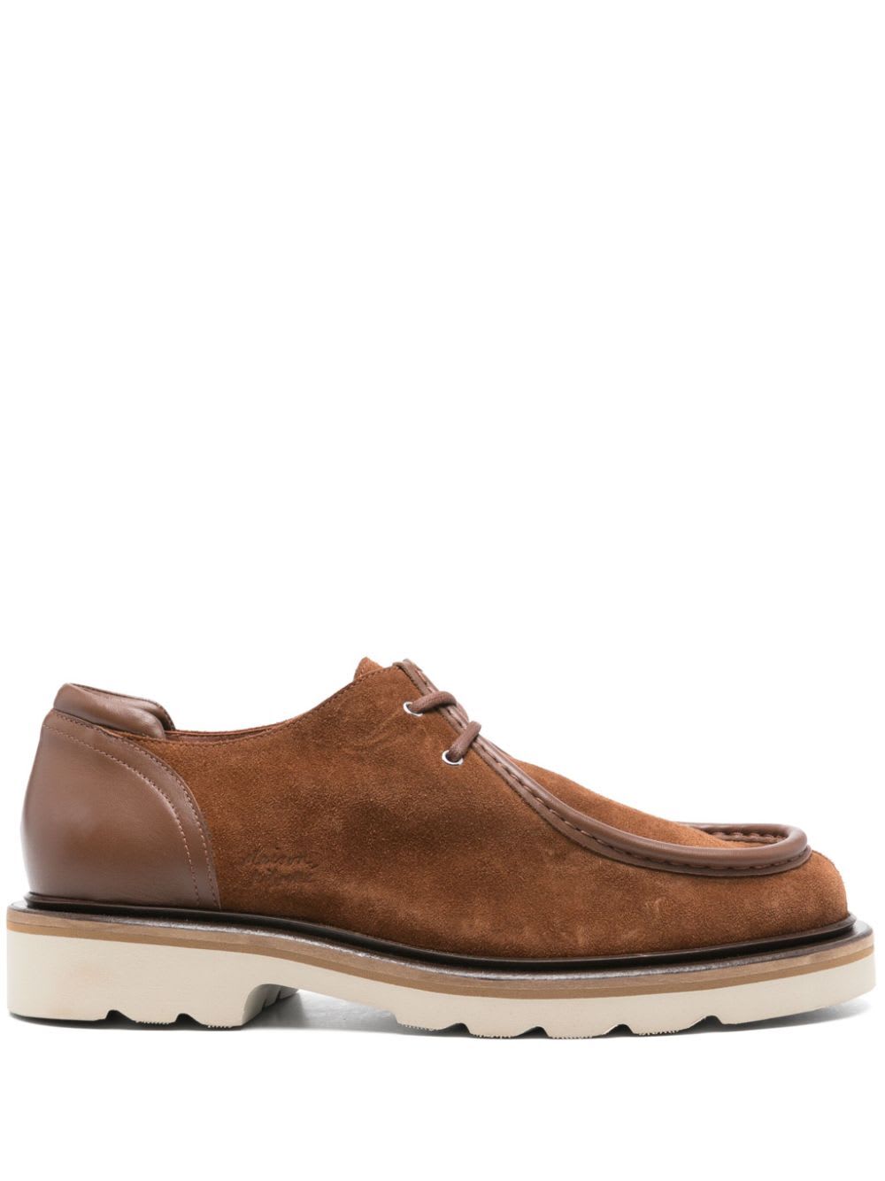 Shop Maison Kitsuné Suede Leather Derbies In Dark Brown