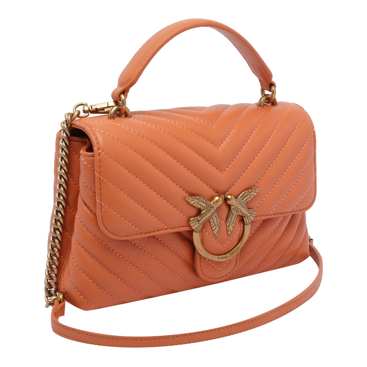 Pinko Lady Love Puffer Mini Handbag In Orange