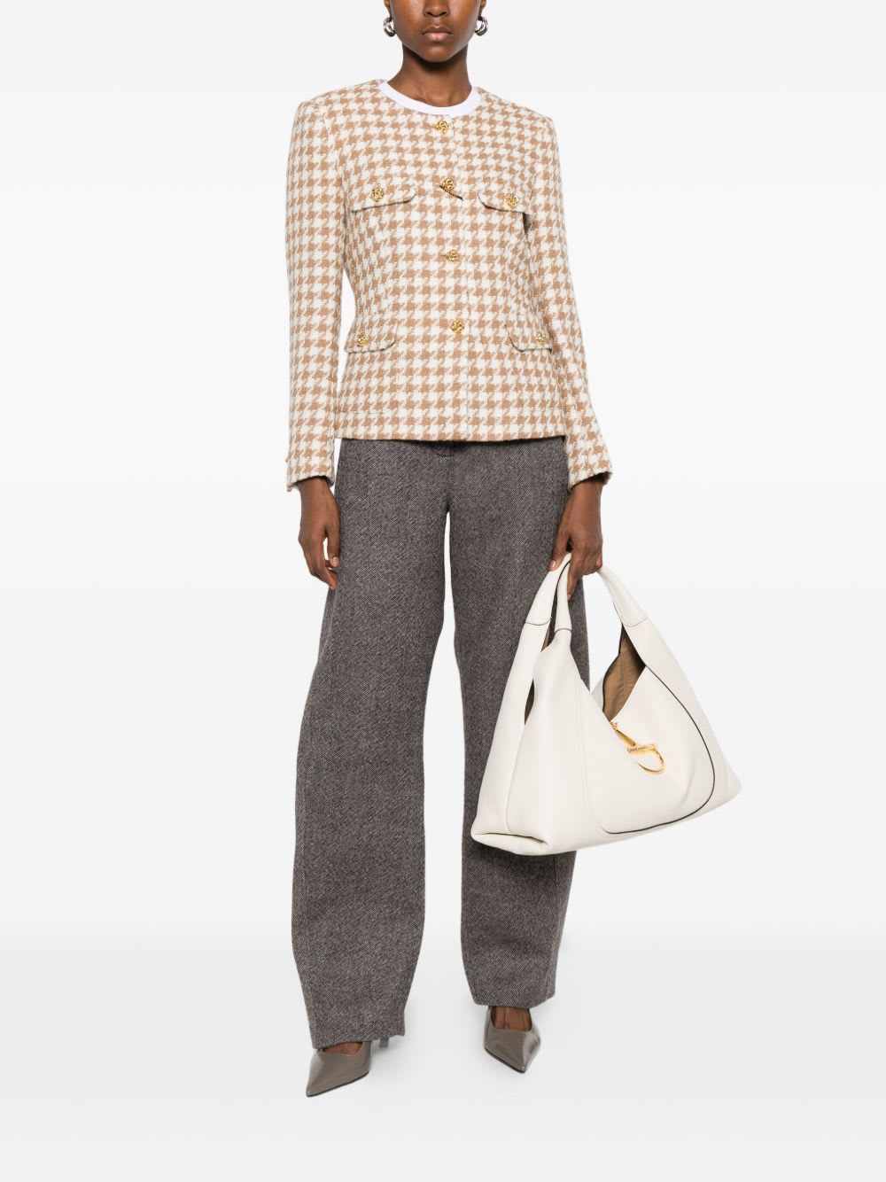 Tagliatore Houndstooth Button-fastening Jacket In Neutral