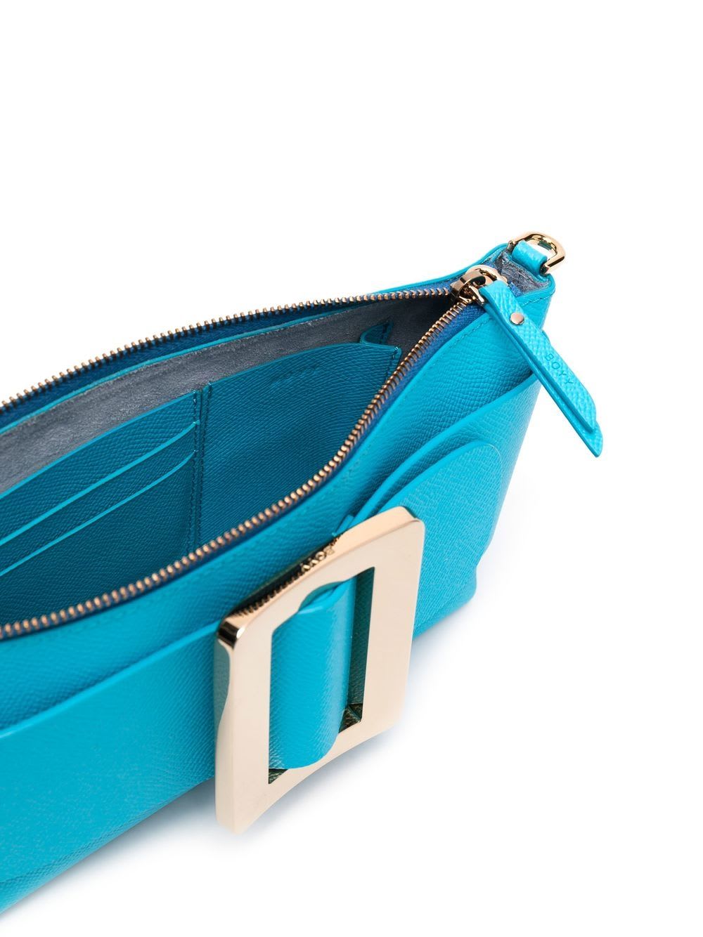 Boyy Buckle Pouchette Leather Handbag In Blue