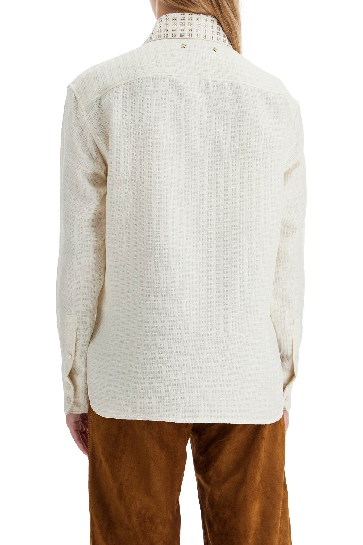 Shop Golden Goose Jacquard Shirt With In Papyrus (white)