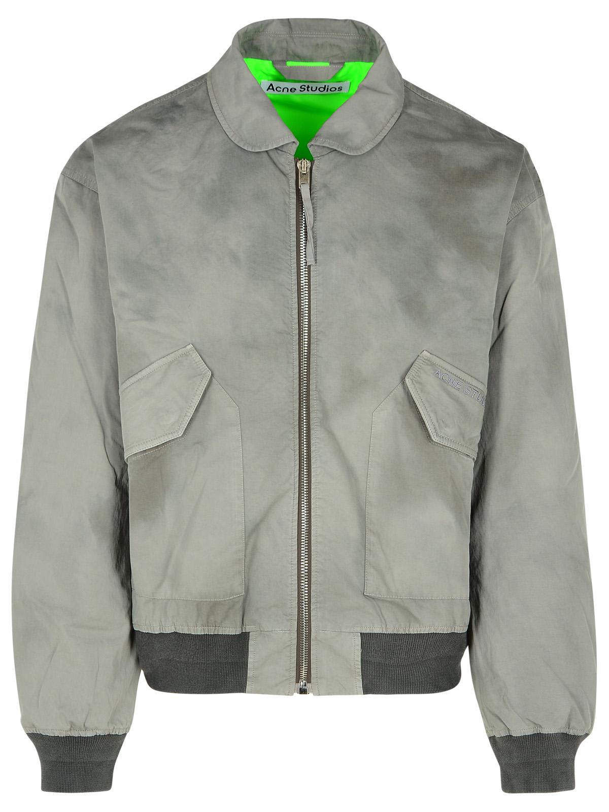 Grey Cotton Bomber Jacket