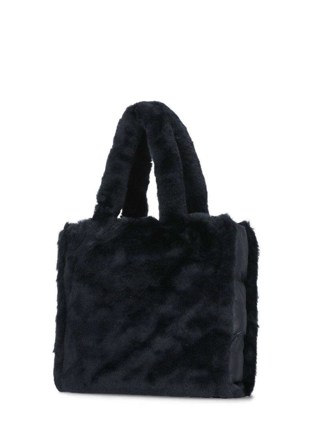 Shop Herno Logo Printed Faux-fur Top Handle Bag In Nero