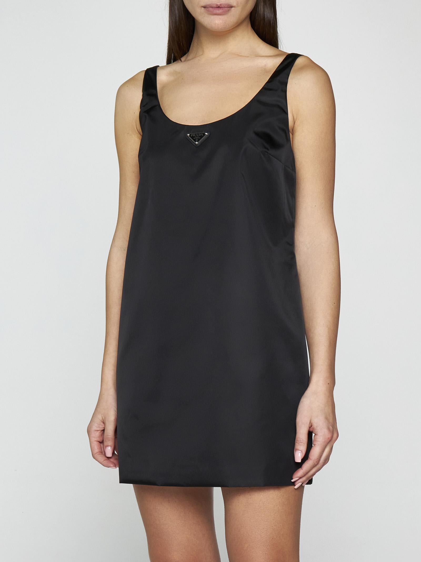 Prada Re-Nylon Logo Plaque Mini Dress Black - SS23 - US