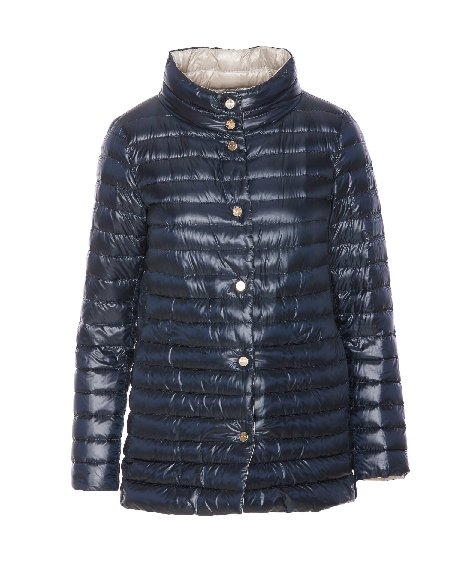 Herno Navy A-line Reversible Down Jacket For Women
