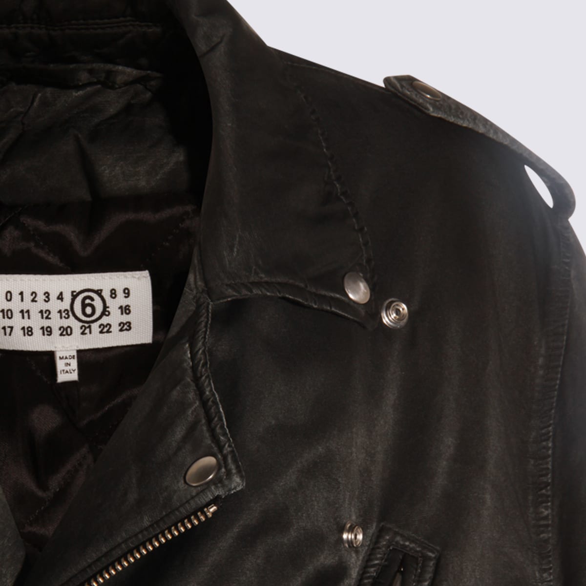 Mm6 Maison Margiela Men's Washed-effect Biker Jacket In Black