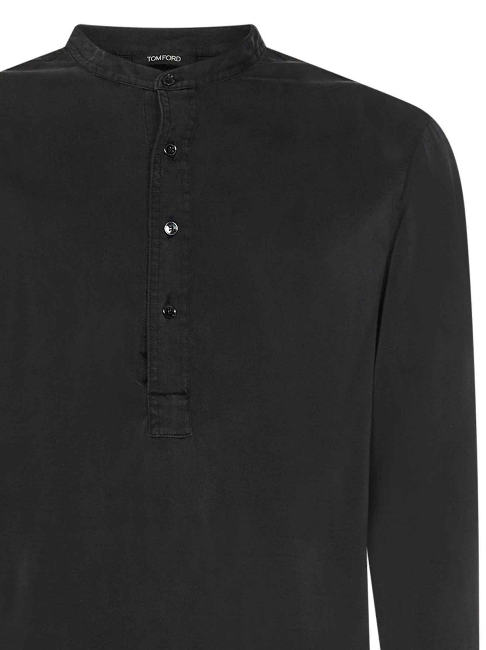 Shop Tom Ford Henley Shirt In Black