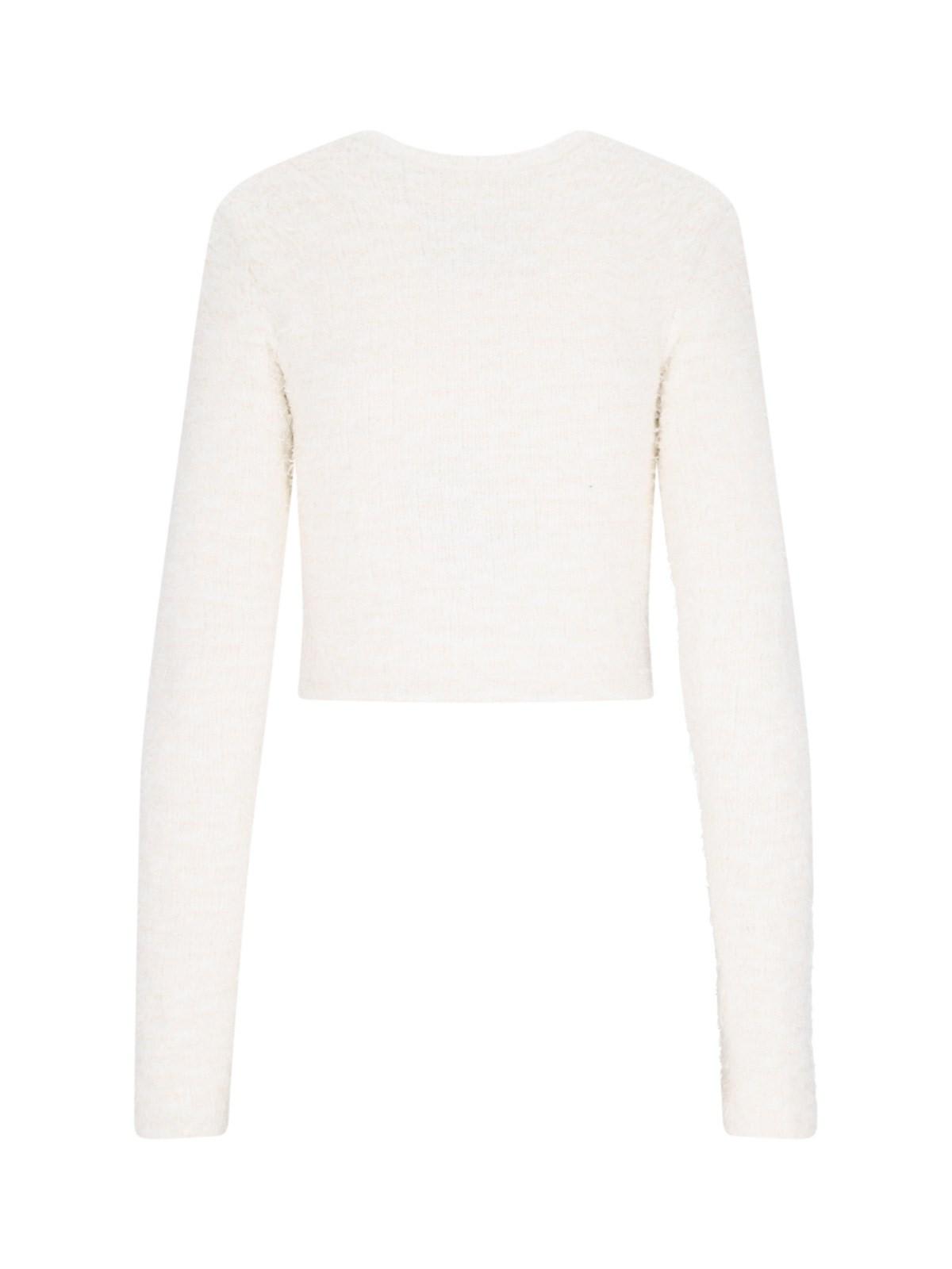 Shop Balenciaga Button Crop Cardigan In White