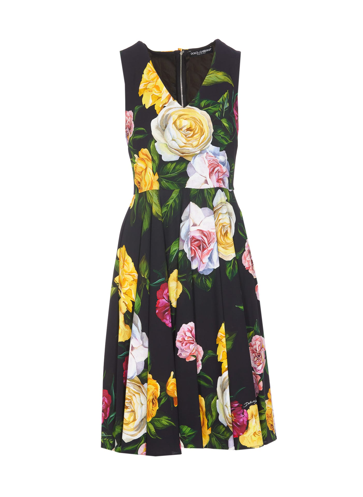 DOLCE & GABBANA SHIRT DRESS WITH PEONY AND ROSE PRINT