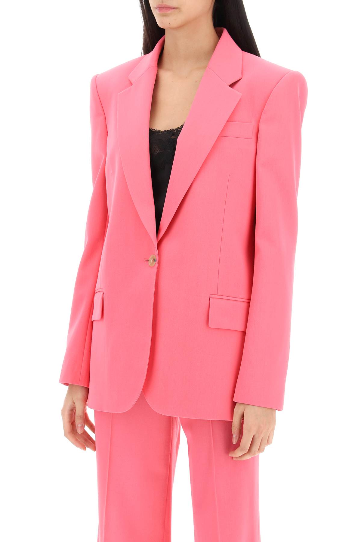 Stella Mccartney Single-breasted Wool Blazer In Watermelon (fuchsia)
