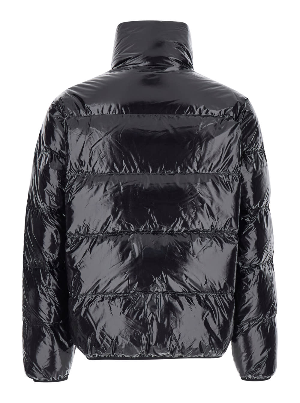 Shop Dsquared2 Black Down Jacket With Logo Patch On The Front In Tech Fabric Man