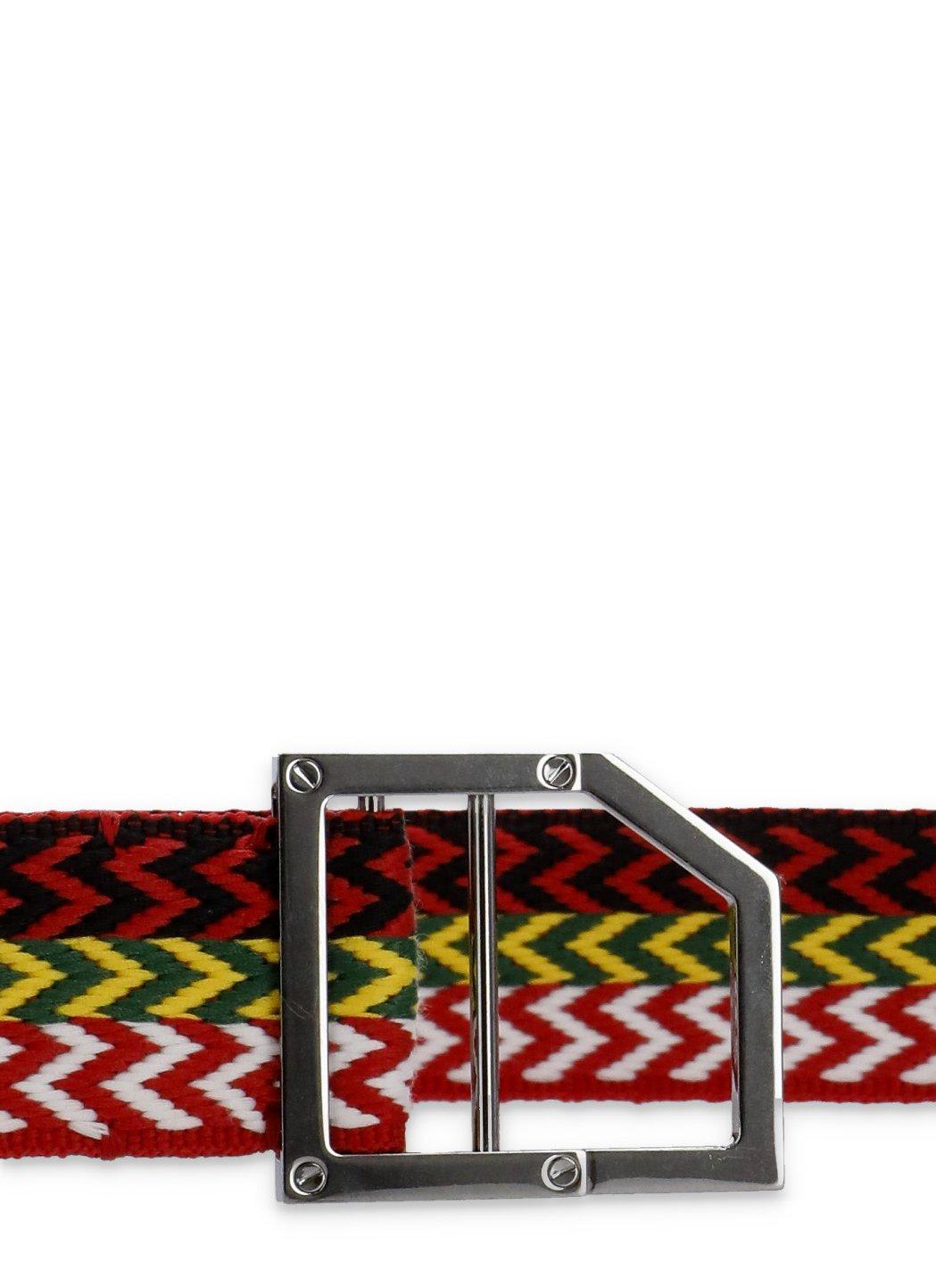 Shop Lanvin All-over Curb Pattern Buckle Belt In Multicolour