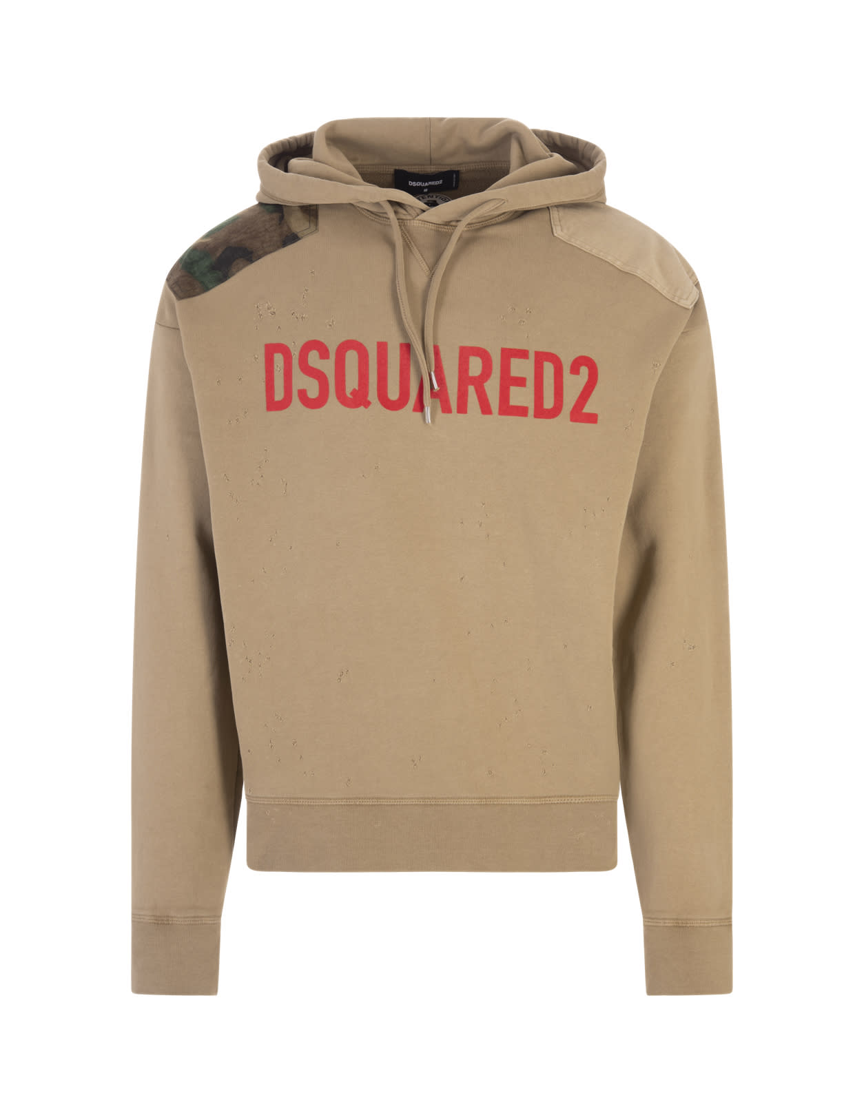 Dsquared2 Man Beige D2 Patch Hoodie