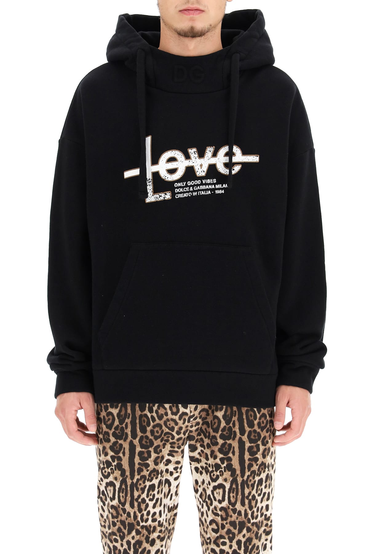 Dolce & Gabbana 'only Good Vibes' Print Hoodie In Black | ModeSens