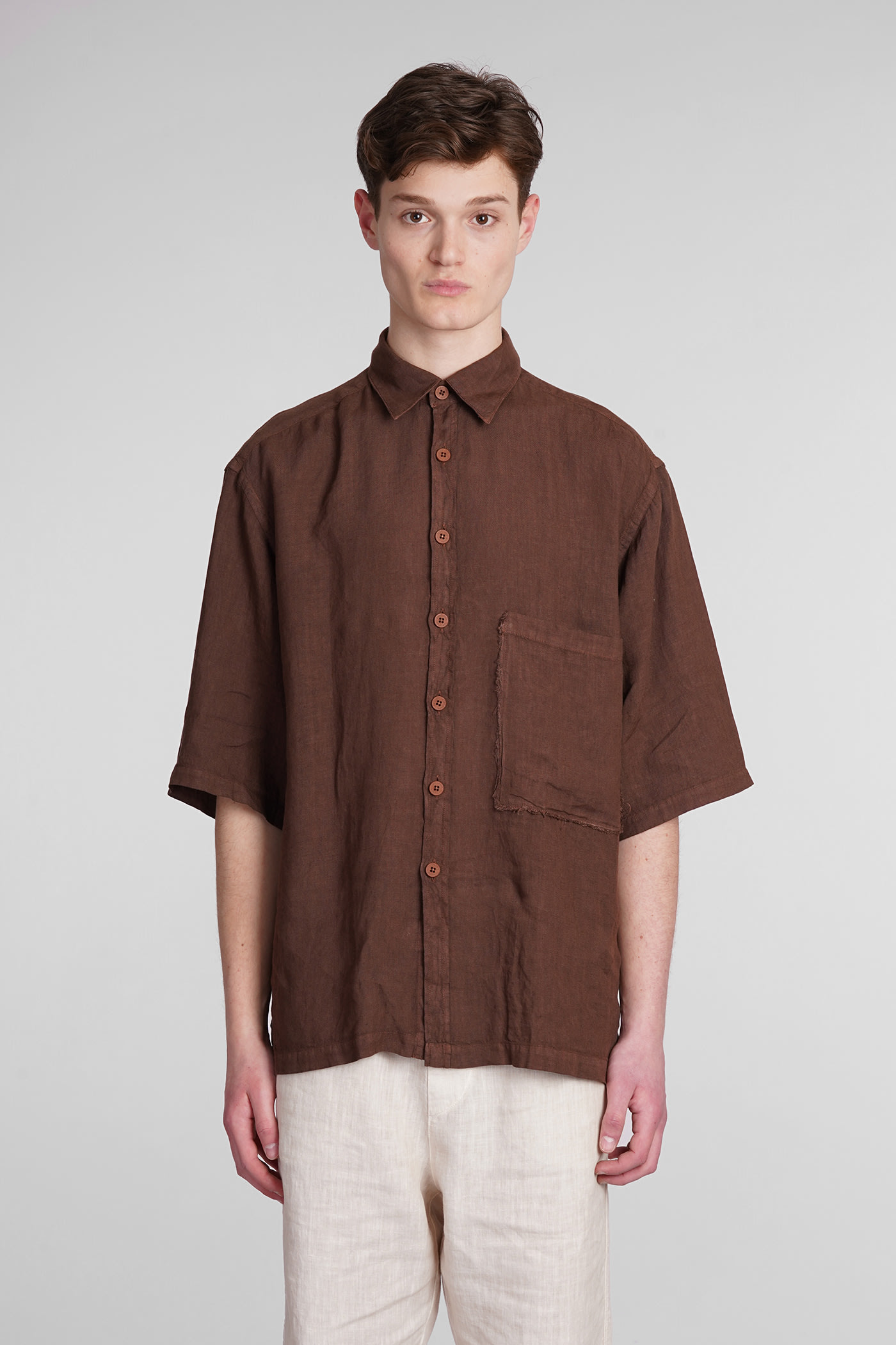 Corfu Shirt In Brown Linen