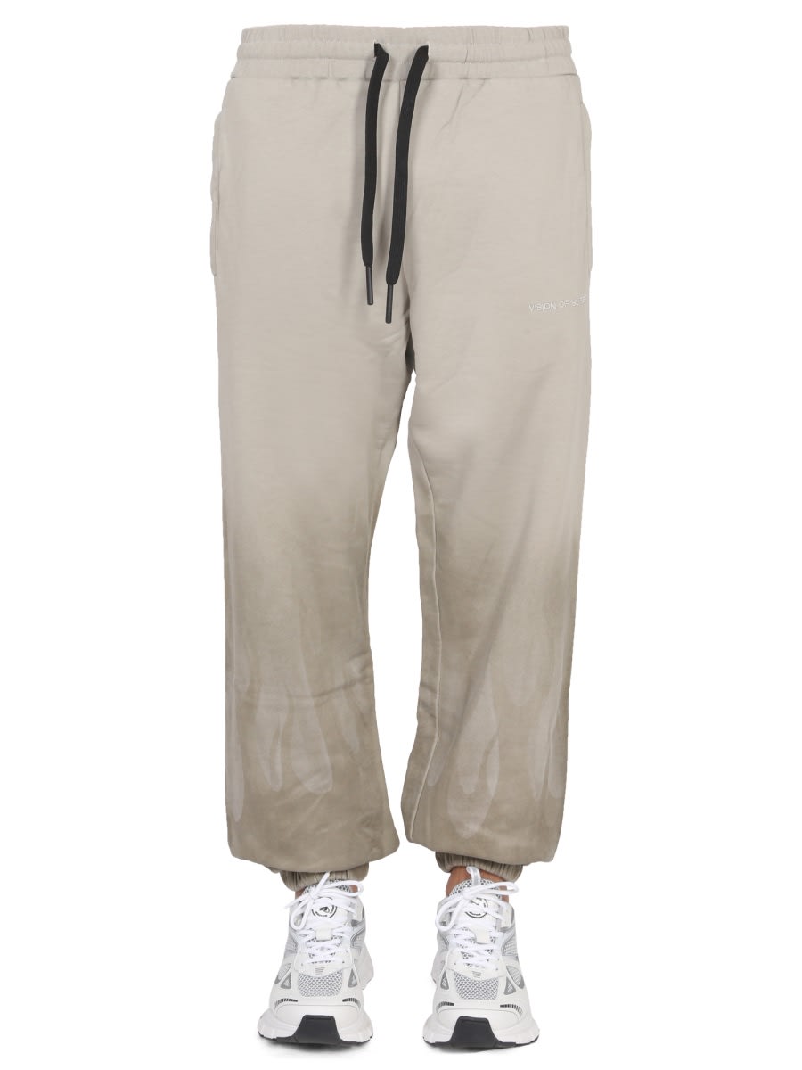 Shop Vision Of Super Corrosive Flames Jogging Pants In Grey