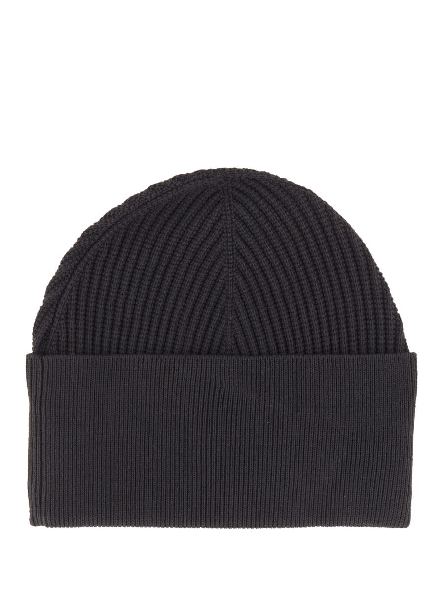 Studio Nicholson Ribbed Texture Folded Cuff Hat In Black