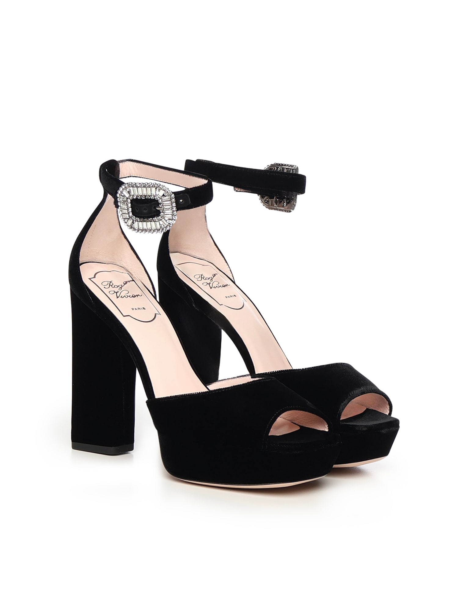 Roger Vivier Platform Sandals In Velvet In Black