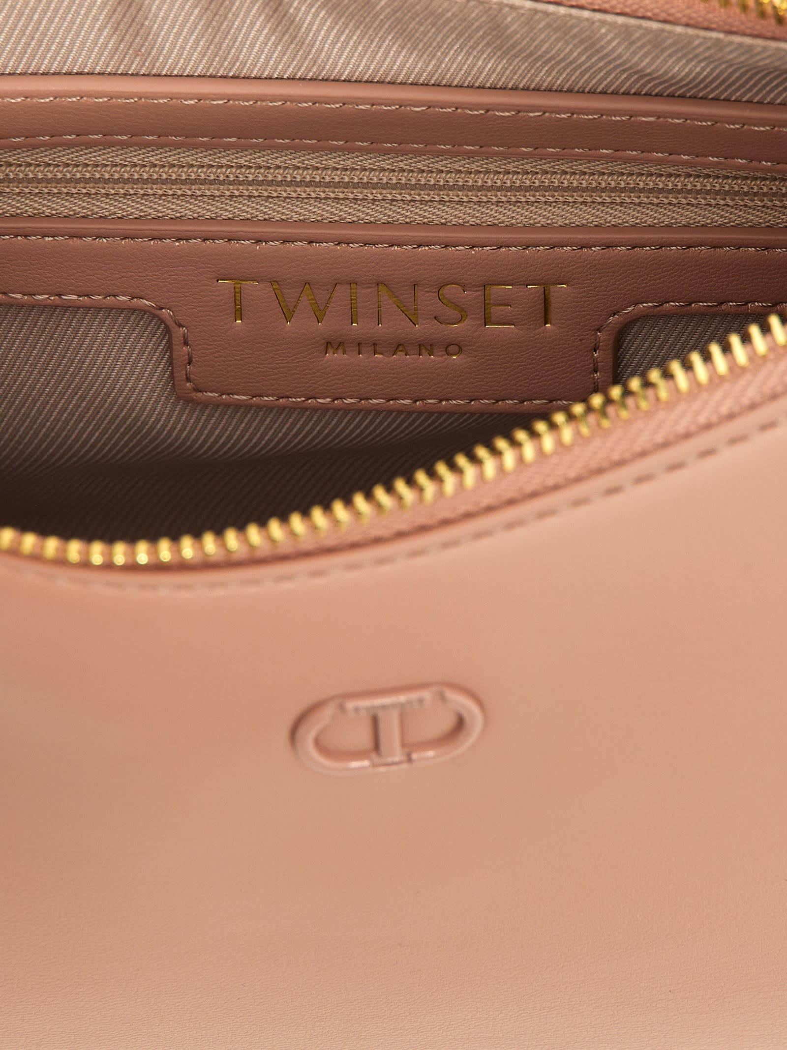 Twinset Hobo Oval T Shoulder Bag In Pink