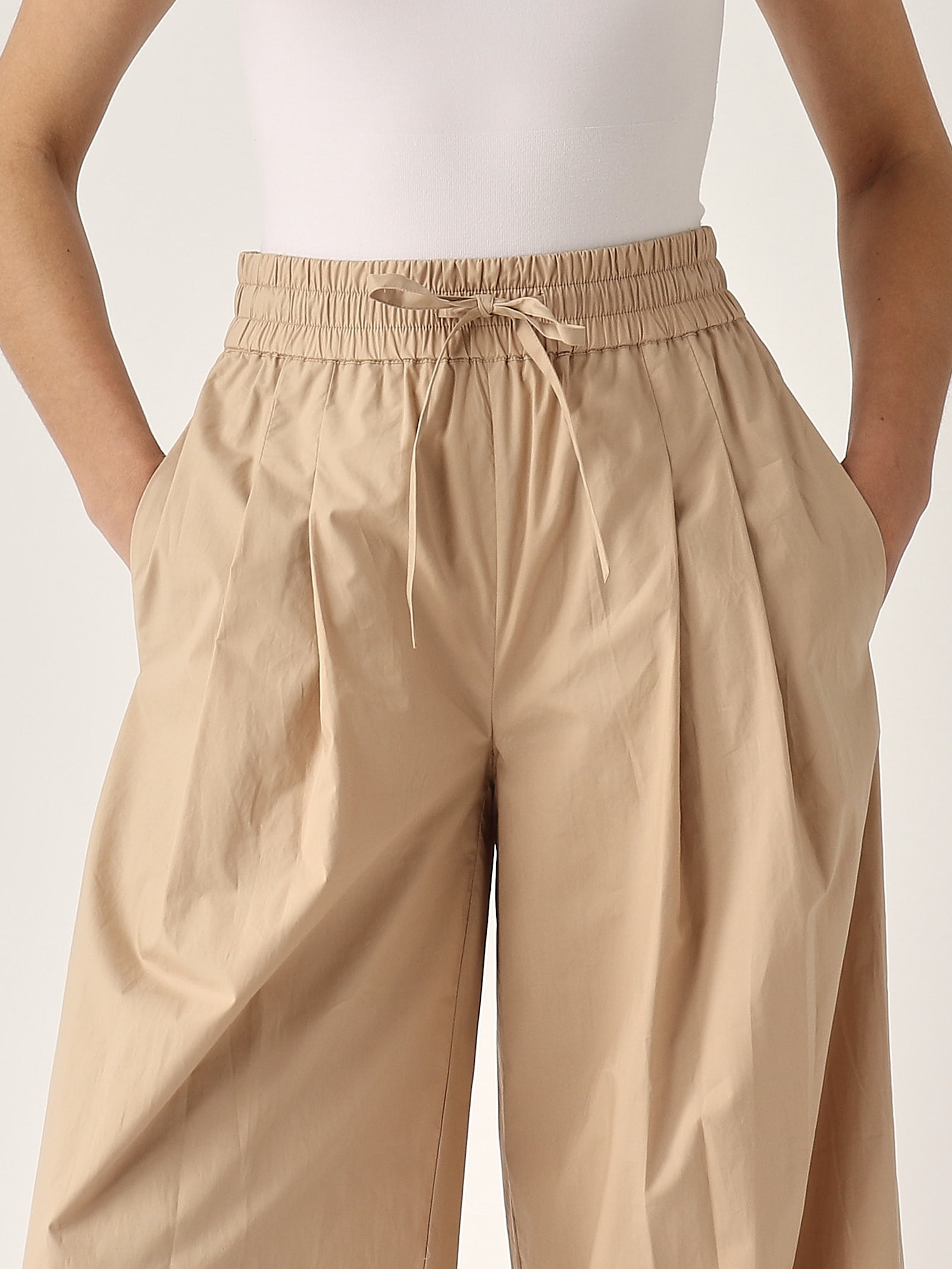 Twinset Cotton Trousers In Corda