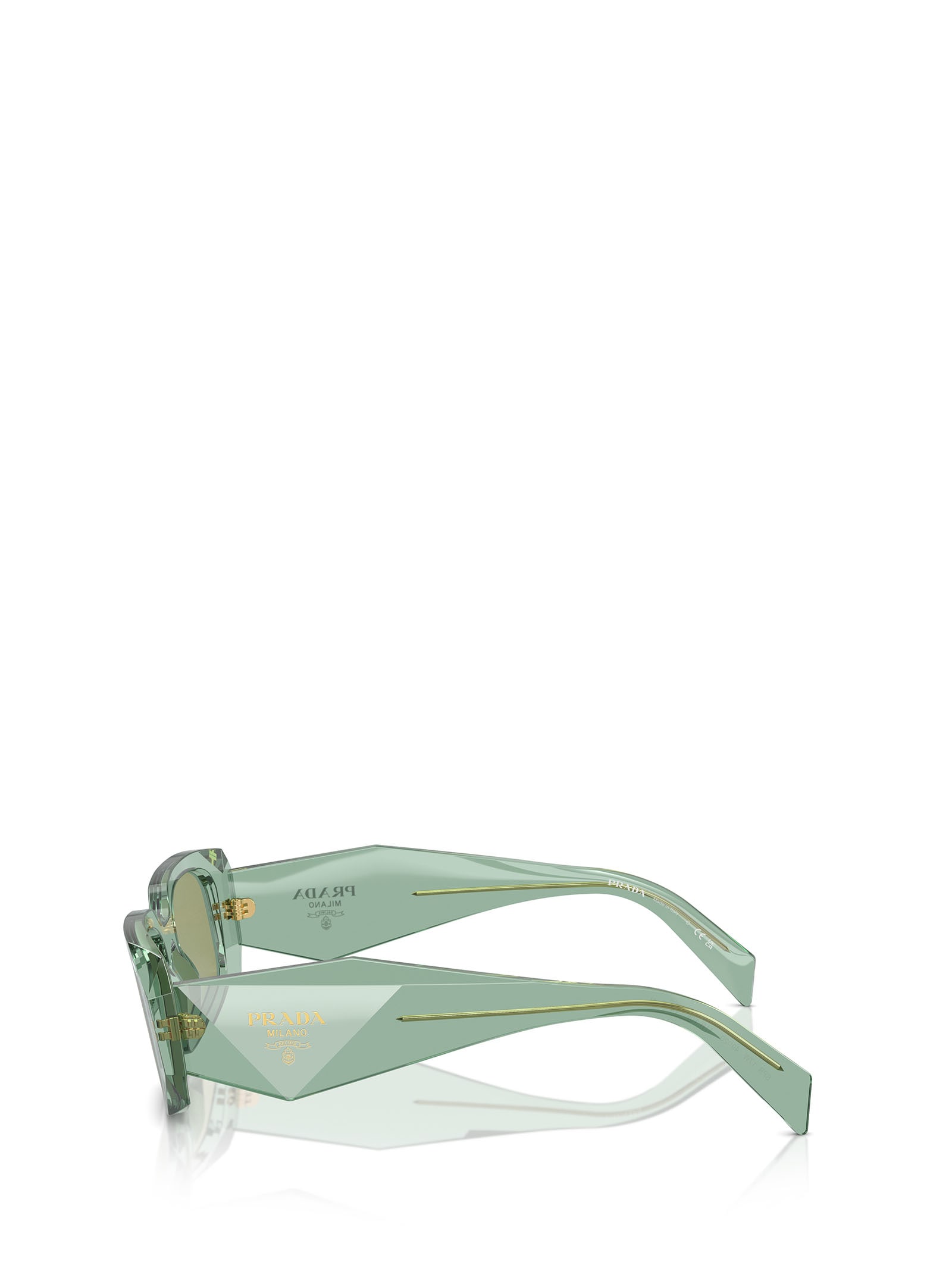 Shop Prada Pr 17ws Transparent Sage Sunglasses