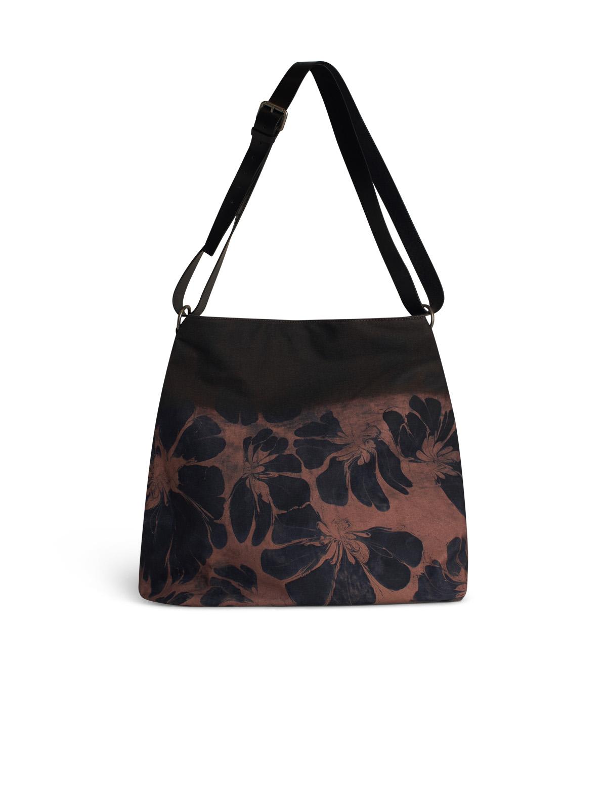 Dries Van Noten Mens Rust Floral-print Cotton Shoulder Bag