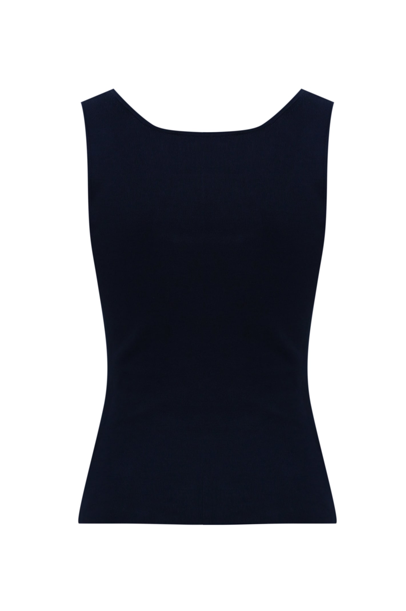 Shop Elisabetta Franchi Viscose Top With Logoed Bands In Navy/crema